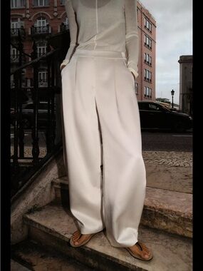 Zara Cream Wide Leg Pants